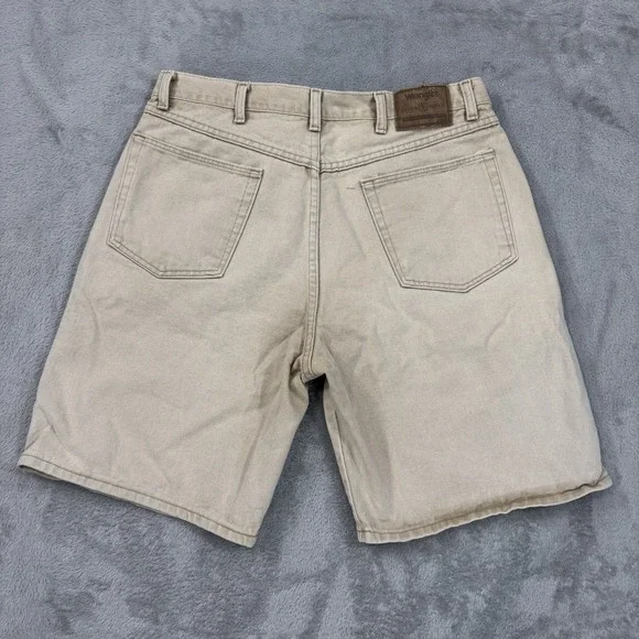 VTG Wrangler Shorts Mens 36 Beige Denim Work Silver Edition USA‎ 90s 9