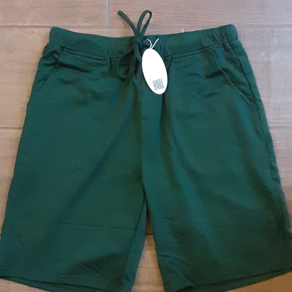 Coolmee stretch green pajama shorts elastic waist 2 front pockets stretch S NEW…