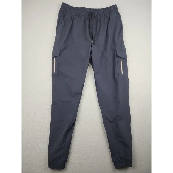 LEG3ND Jogger Pants Mens Large Blue Stretch Cargo Zip Pocket Lightweight Gym