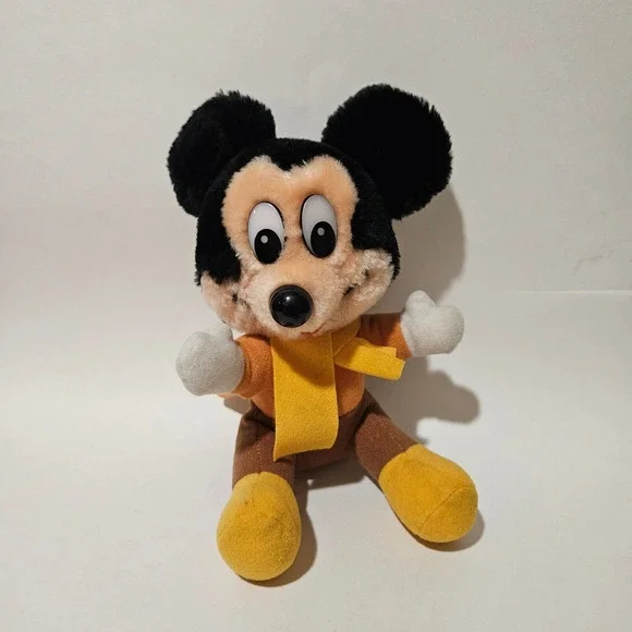 Vintage Mickey Mouse Christmas Carol Bob Cratchit Plush Disney Korea 7.5 inch