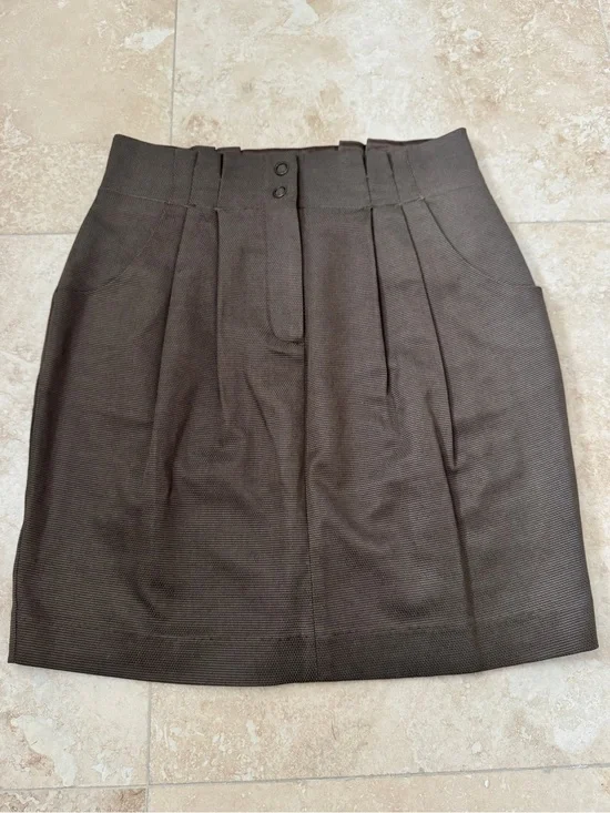 Sportsgirl Brown High Waist Pleated Tailored Mini Skirt Size 8