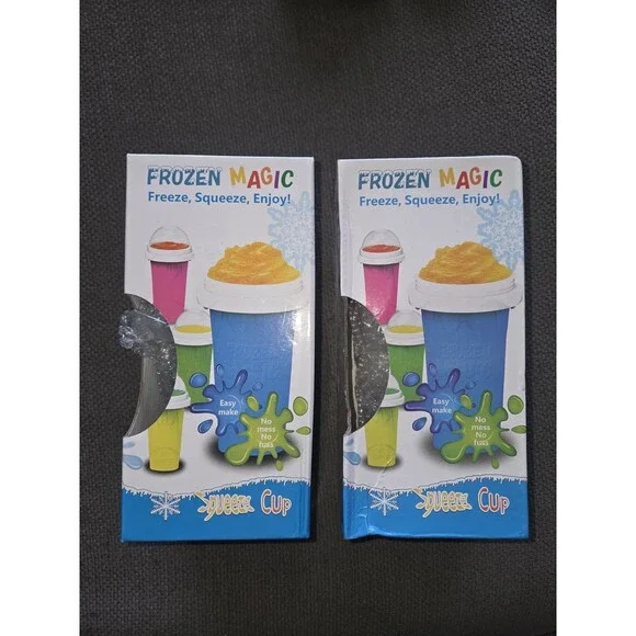 Frozen Magic Slushy Maker Squeeze Cup Blue 2 Pack DIY Smoothies Icy Drink Tumble