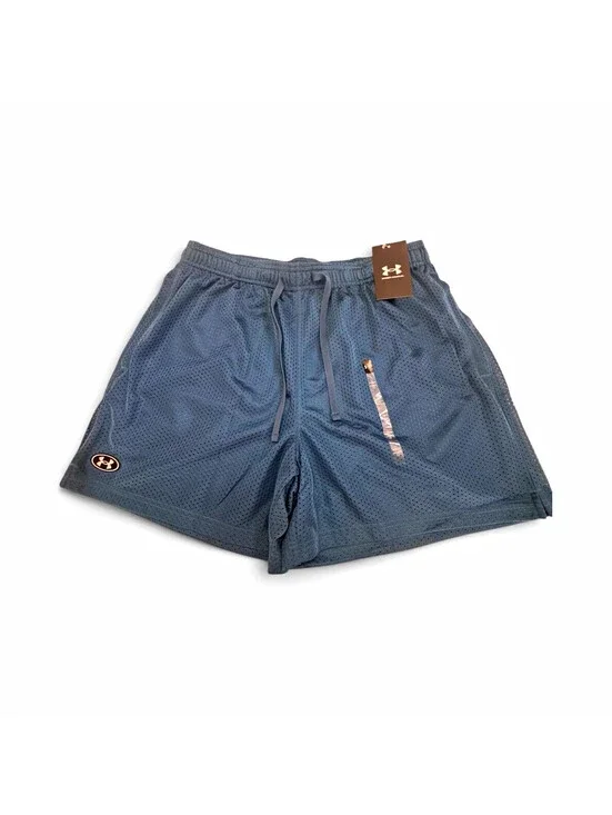 Under Armour Mens Blue Icon Mesh Shorts size large drawstring waist pockets NEW