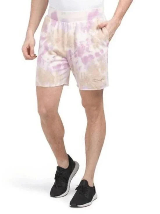 Champion Mens Purple White Tan Tie Dye Active Sweat Shorts Size Medium