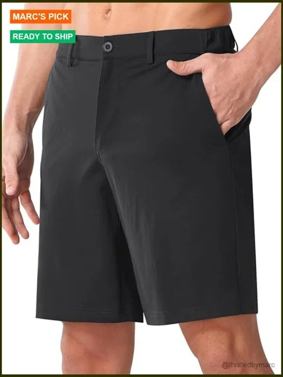 Men's 9-Inch Stretch Golf Shorts Quick Dry 6 Pockets Casual Hybrid