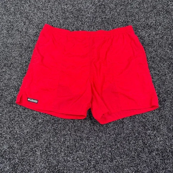 Columbia Mens Red Nylon Mesh Lined Athletic Board Shorts Size L(36) 5in Inseam