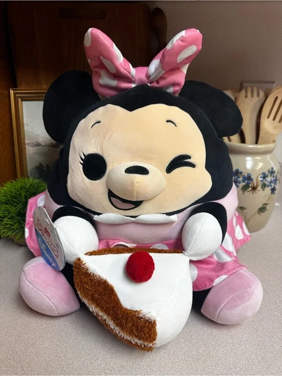 Disney Minnie Mouse Pink and Black Plush with Cake Slice
