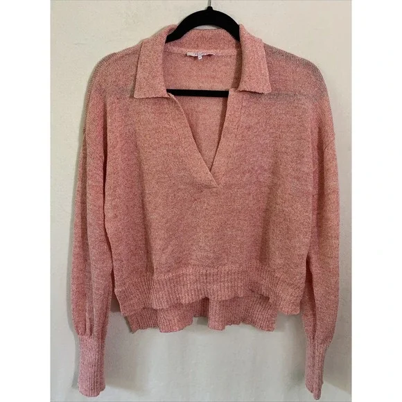 Parker NY Sweater Size Medium Knit Peach Pink Linen Pullover Marled Knit Coastal