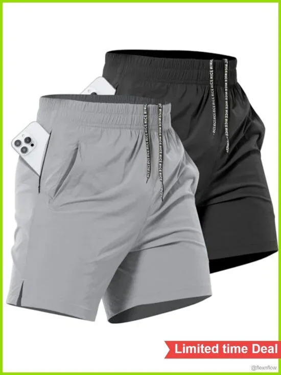 2 Pack Mens Athletic Workout Shorts 7