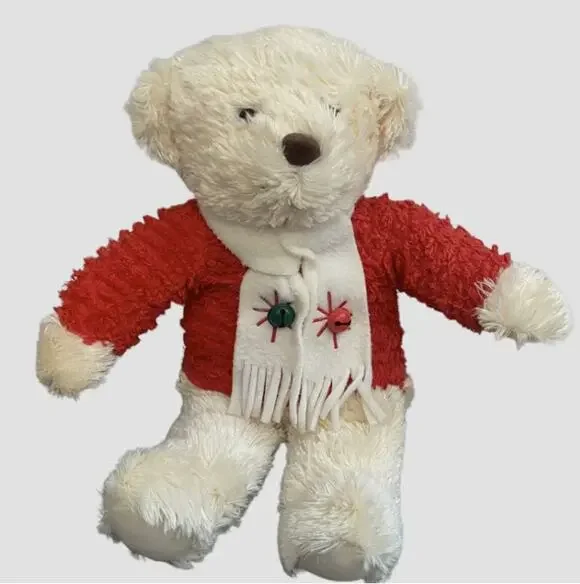 Hallmark Plush Stuffed Holiday Bear with Red Sweater and Scarf