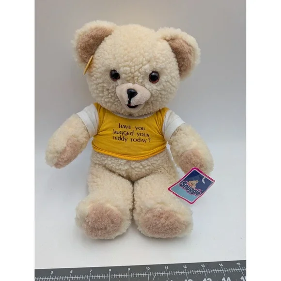 Russ Berrie‎ Snuggle Bear Plush Yellow Shirt Vintage 1986 3146 16 Inch