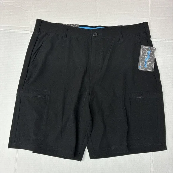Birdie Bound Cargo Shorts Men's 36x9 Ultimate Black Stretch Easy Care Flex Waist
