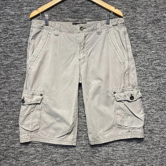 Salvage Supply Co Cargo Shorts Mens 32 Gray Embroidered Flap Pocket Workwear