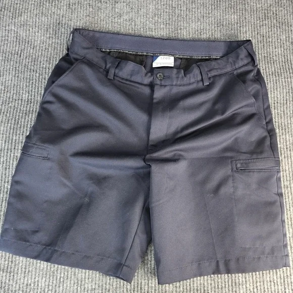 IZOD Golf Shorts Mens 34 Navy Blue‎ Microfiber Chino Zip Pocket Performance