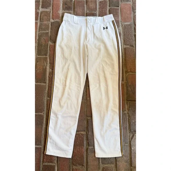 Under Armour Men's Baseball‎ Softball Pants White Navy Gold Braid 32x32 athletic