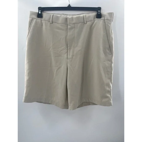 Walter‎ Hagen Mens Golf Shorts Khaki Tan Flat Front Performance Size 36