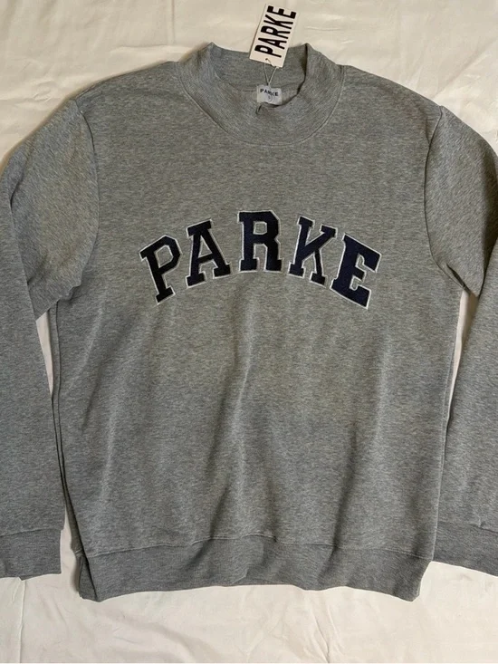 Oversized Gray Crewneck with Navy Lettering