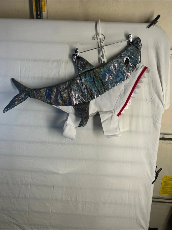 Holographic Shark Dog Costume - Iridescent Blue