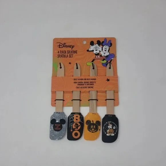DISNEY MICKEY AND MINNIE MOUSE HALLOWEEN Mini Spatula 4 Piece Set NEW