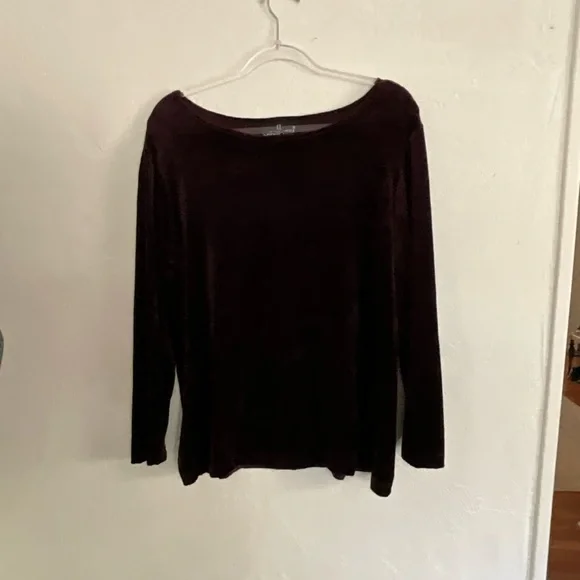 Carole Little Purple Velvet Long Sleeve Top Size 14