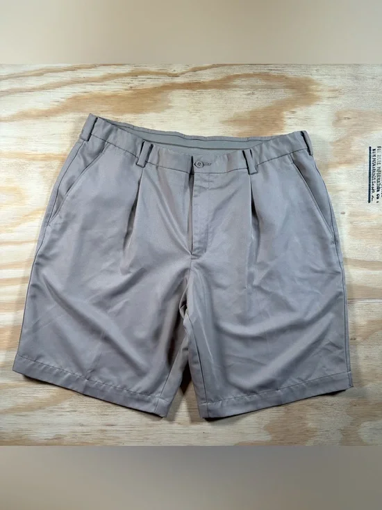 Vintage Nike Golf Fit DRY Shorts Tan Pleated Mens 38 Khaki Athletic Casual