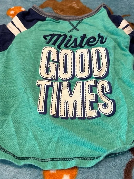 Mister Good Times Teal & Navy Dog Tee med/sm