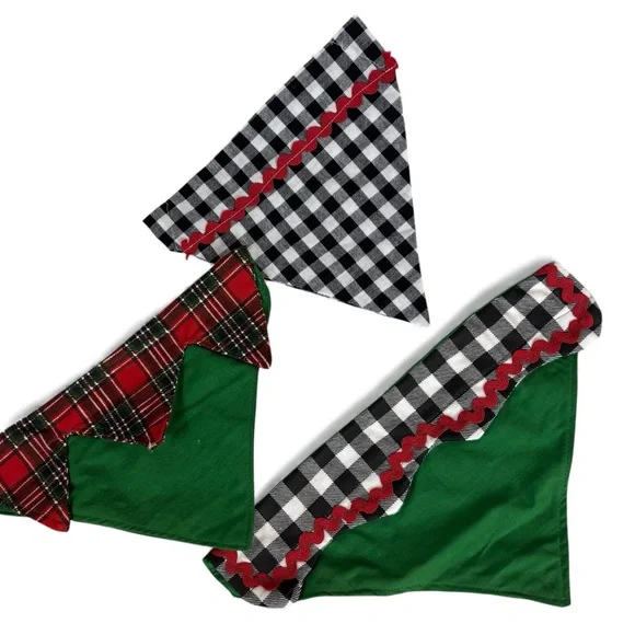 Handmade Christmas Dog Collar‎ Bandanas Set of 3 – Size Medium 10