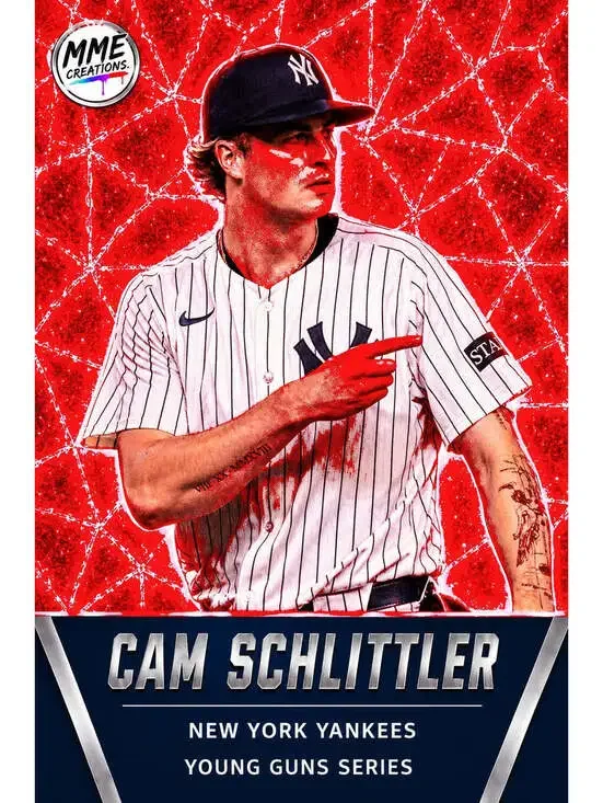 4323 Cam Schlittler Young Guns Laminated Custom Baseball Card Orange Ice