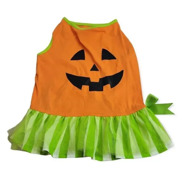 Martha Stewart pets pumpkin jack-o-lantern costume with tutu shirt L