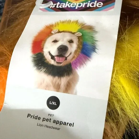 Target #TakePride Rainbow Lion Mane Dog Costume Headwear L/XL NWT Pride Pet