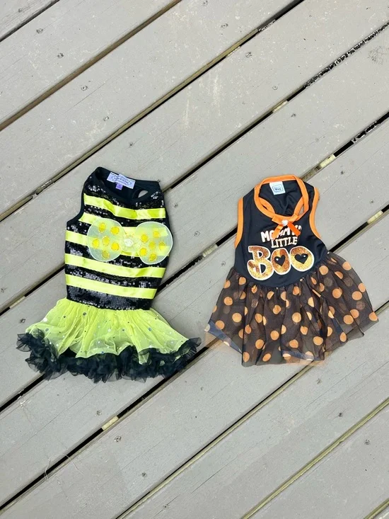 Puppy Halloween Bumblebee Pup & Little Boo Halloween Tutu Dress Medium 13-20lbs