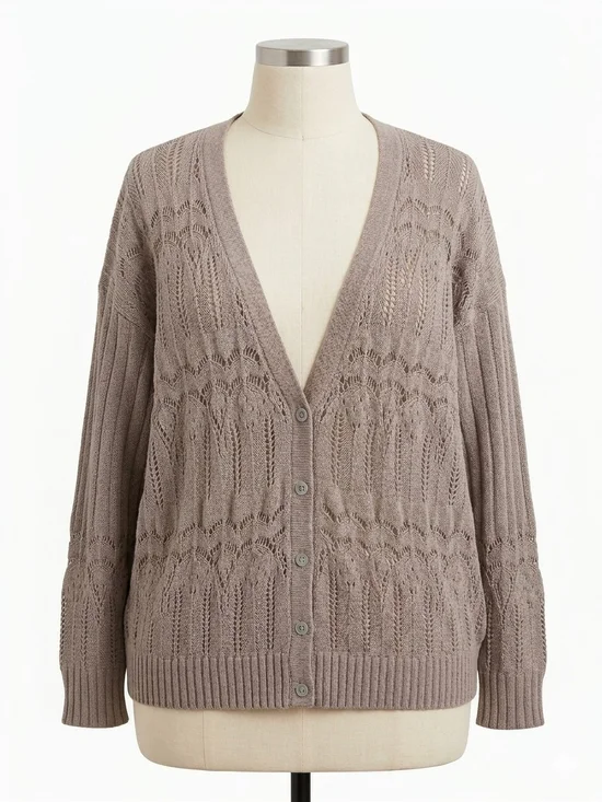 Torrid Open Stitch Pointelle Knit Button Front Cardigan Size 3 (22/24)