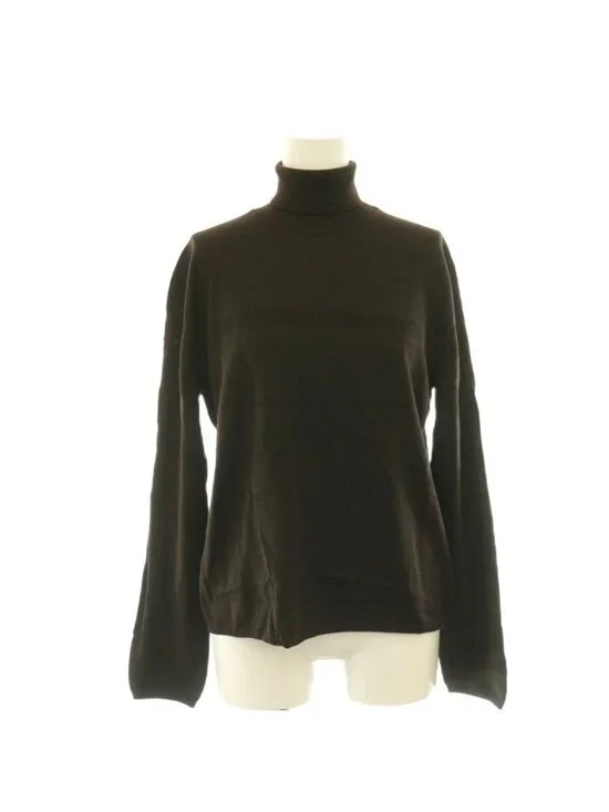 Gucci Knit Top Long Sleeve Turtleneck Silk Blend Brown Sweater