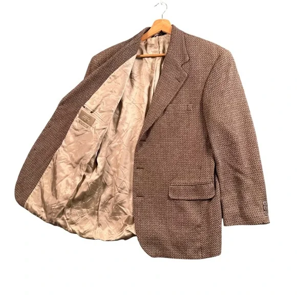 VTG Haggar City Casuals Blazer 42R Brown Silk Wool Old Money‎ Jacket Sport Coat