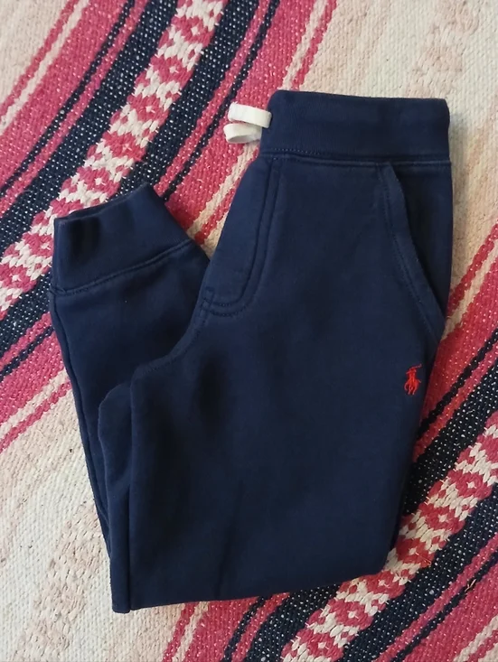 Ralph Lauren Cruise Navy Fleeced Jogger Pants‎ Red Logo BOYS 6