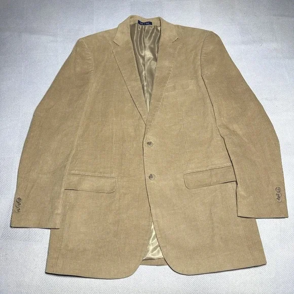 Alan Flusser Brown Corduroy‎ Two Button Paisley Liner Blazer Jacket Men's Sz 42L