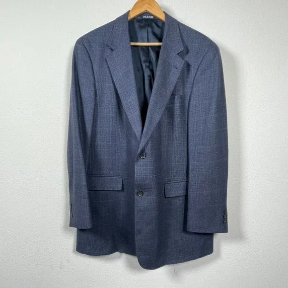 Austin Reed Blazer Mens 44R Blue Glen Plaid Wool Sport Coat USA Wright & Simon