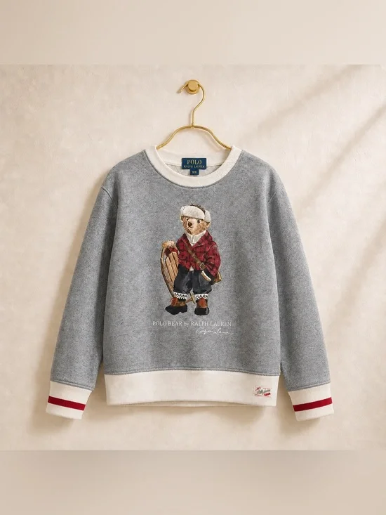 Polo Ralph Lauren Sled Polo Bear Sweatshirt Gray Kids Size S/8