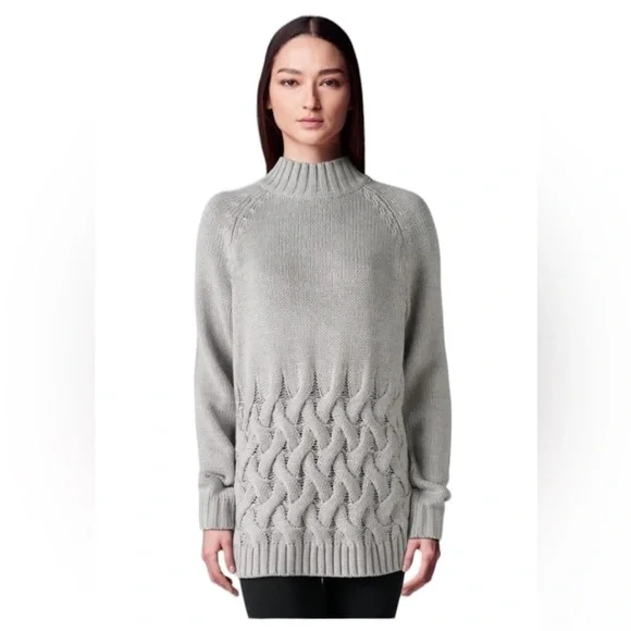 Simply Vera Wang Womens Gray Crew Neck Cable Knit Long Sleeve Sweater Sz M New