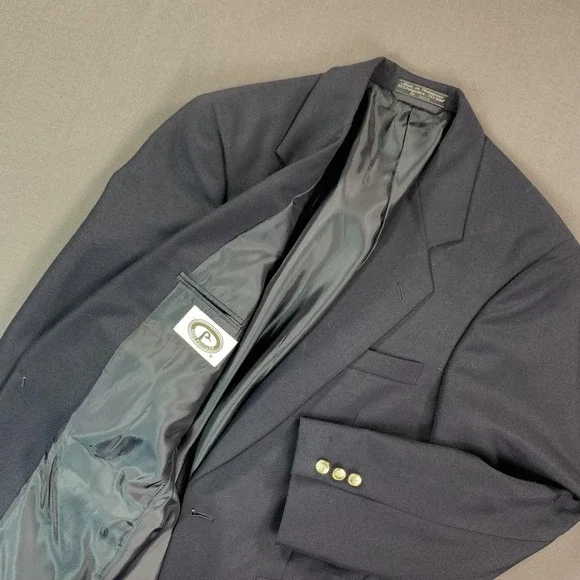 Bert Pulitzer Blazer Mens 38R Blue Polyester‎ Wool Gold Button Sport Coat Jacket