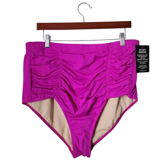 SWIMSUITS FOR ALL‎ NWT High Waisted Bikini Bottom Black Swimwear Size 20 Plus