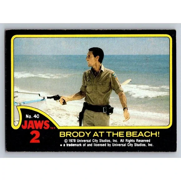 Jaws 2 Chief Brody 1978 Topps Card No. 40 Brody at the Beach!