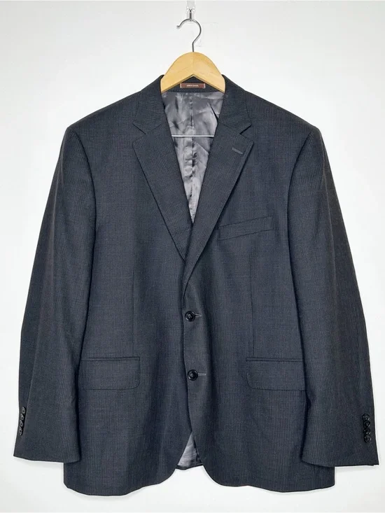 Peter Millar 100% Wool Black Herringbone Blazer Suit Jacket 44S
