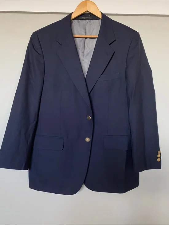 Petrocelli wool Men's Navy Two-Button blazer coat