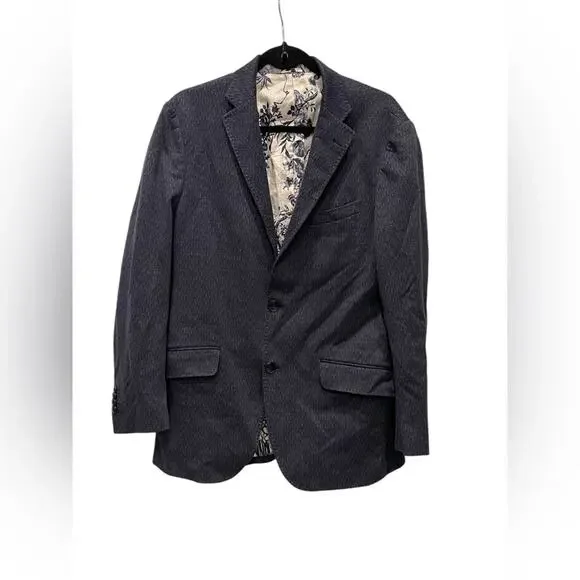 ETRO Men's Navy Blazer with Patterned Lining size:52