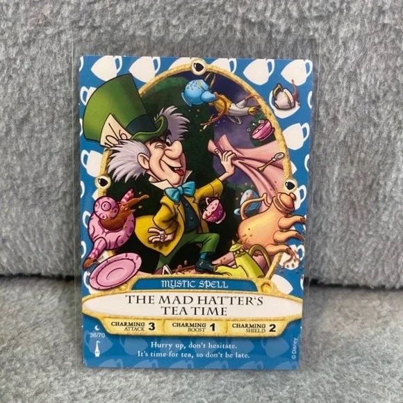 Disney Sorcerers Magic Kingdom Card Mad Hatter Tea Time 36/70 Blue EUC