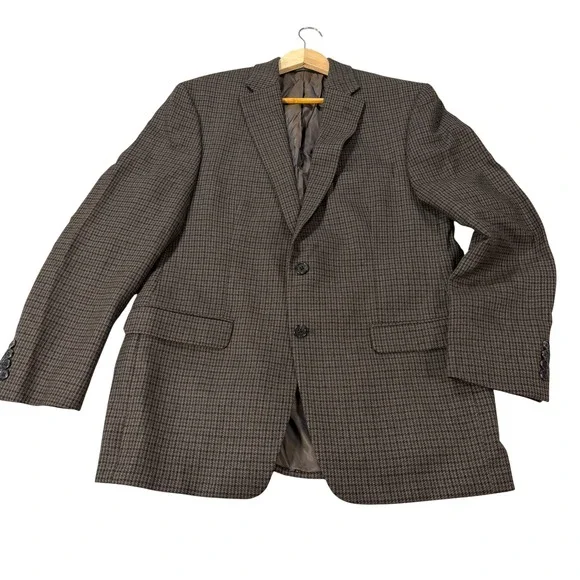 NEW Lauren Ralph Lauren Mens 42R Brown Houndstooth Wool 2-Button Blazer Jacket