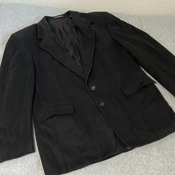 Vintage Evan Picone Cashmere Blazer Sport Coat Mens Size 42R Black Two Button