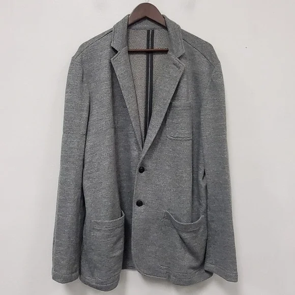 Faherty Mens Inlet Knit Blazer Jacket Size XXL Gray Two Button Pockets Collared