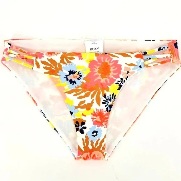 Roxy Womens Floral Beach Classic Hipster‎ Bikini Bottoms Multicolor Medium NEW